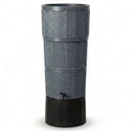 Pluto Packaging 150L Graphite Xl Premium Oak Wood Water Butt Complete With Stand, Tap, Rain Diverter & Lid - thumbnail 2