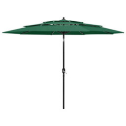 Berkfield Harmful 3-Tier Parasol With Aluminium Pole Green 3 M - thumbnail 2