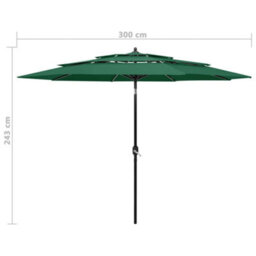 Berkfield Harmful 3-Tier Parasol With Aluminium Pole Green 3 M - thumbnail 8