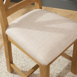 The Furniture Market Cotswold Rustic Smoked Oak Cross Back Dining Chair With Natural Fabric Seat - thumbnail 5