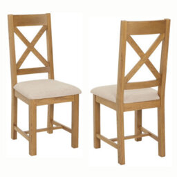 The Furniture Market Cotswold Rustic Smoked Oak Cross Back Dining Chair With Natural Fabric Seat - thumbnail 6
