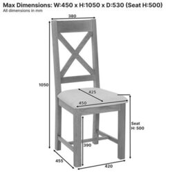 The Furniture Market Cotswold Rustic Smoked Oak Cross Back Dining Chair With Natural Fabric Seat - thumbnail 9