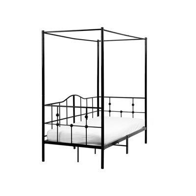 Beliani Four Poster Bed Metal Artonne 90 X 200 Cm (Eu Single) Black - image 1