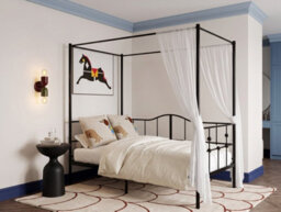 Beliani Four Poster Bed Metal Artonne 90 X 200 Cm (Eu Single) Black - thumbnail 2