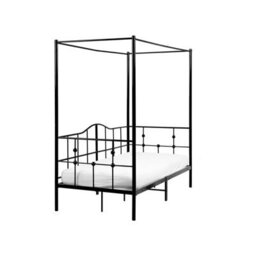 Beliani Four Poster Bed Metal Artonne 90 X 200 Cm (Eu Single) Black - thumbnail 1