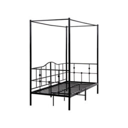 Beliani Four Poster Bed Metal Artonne 90 X 200 Cm (Eu Single) Black - thumbnail 4