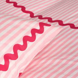 Ohs Stripe Wave Border Bedding Set Microfibre Duvet Cover With Pillowcase, Pink - Single - thumbnail 4