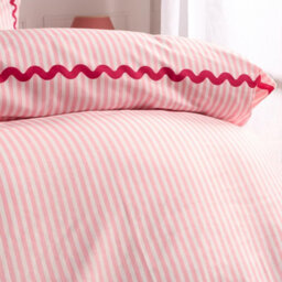 Ohs Stripe Wave Border Bedding Set Microfibre Duvet Cover With Pillowcase, Pink - Single - thumbnail 3