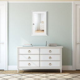 Costway Mirrored Bathroom Cabinet Wall Mount Storage Cabinet W/ Single Door-White - thumbnail 4