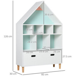 Homcom Kids Bookshelf Chest W/ Drawer Cubes Baby Toy Wood Organizer White - thumbnail 3