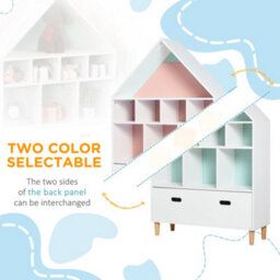 Homcom Kids Bookshelf Chest W/ Drawer Cubes Baby Toy Wood Organizer White - thumbnail 5