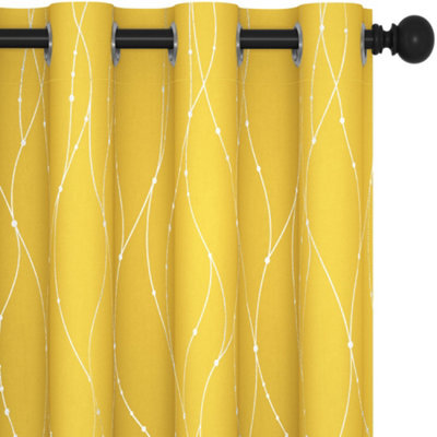 Deconovo Dot Line Decorative Super Soft Thermal Insulated Energy Saving Blackout Curtains Mellow Yellow W46 X L90 Inch 2 Panels - image 1