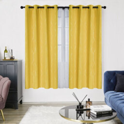 Deconovo Dot Line Decorative Super Soft Thermal Insulated Energy Saving Blackout Curtains Mellow Yellow W46 X L90 Inch 2 Panels - thumbnail 3