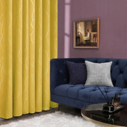 Deconovo Dot Line Decorative Super Soft Thermal Insulated Energy Saving Blackout Curtains Mellow Yellow W46 X L90 Inch 2 Panels - thumbnail 4