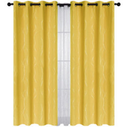 Deconovo Dot Line Decorative Super Soft Thermal Insulated Energy Saving Blackout Curtains Mellow Yellow W46 X L90 Inch 2 Panels - thumbnail 2