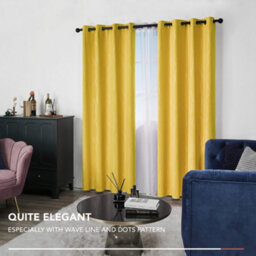 Deconovo Dot Line Decorative Super Soft Thermal Insulated Energy Saving Blackout Curtains Mellow Yellow W46 X L90 Inch 2 Panels - thumbnail 5
