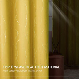 Deconovo Dot Line Decorative Super Soft Thermal Insulated Energy Saving Blackout Curtains Mellow Yellow W46 X L90 Inch 2 Panels - thumbnail 6