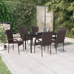 Berkfield 7 Piece Outdoor Dining Set Brown And Black - thumbnail 1