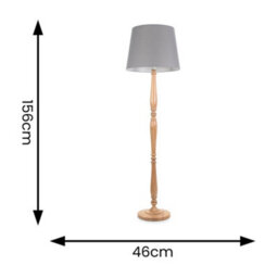 Valuelights Victoria Traditional Light Wood Candlestick Floor Lamp With Grey Tapered Shade - thumbnail 5