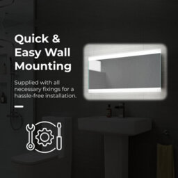 Ibathuk Averra Wall Mounted Led Illuminated Mirror, Modern Bathroom Mirrors With Touch Sensor & Demister Pad, 800 X 400mm - thumbnail 5