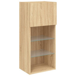 Berkfield Versatile 5 Piece Tv Wall Units With Led Sonoma Oak Engineered Wood - thumbnail 8