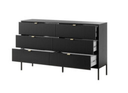 Arte Elegant Nova Chest Of Drawers H830mm W1540mm D390mm In Black Matt - Modern Storage Solution - thumbnail 2