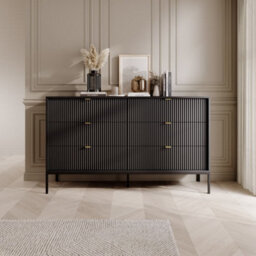 Arte Elegant Nova Chest Of Drawers H830mm W1540mm D390mm In Black Matt - Modern Storage Solution - thumbnail 4