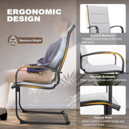 Avestar Outdoor 2-Piece Textilene Dining Chair Set, With Padded Textilene And Metal Frame, High Back And C-Spring Motion Leg, Grey - thumbnail 5