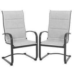 Avestar Outdoor 2-Piece Textilene Dining Chair Set, With Padded Textilene And Metal Frame, High Back And C-Spring Motion Leg, Grey - thumbnail 1