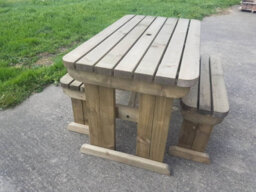Arbor Garden Solutions Yews Picnic Bench - Wooden Rounded Garden Table And Bench Set (6Ft, Rustic Brown) - thumbnail 6