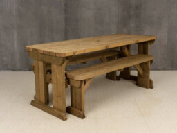 Arbor Garden Solutions Yews Picnic Bench - Wooden Rounded Garden Table And Bench Set (6Ft, Rustic Brown) - thumbnail 2