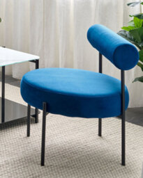 Beliani Armchair Alpha Velvet Navy Blue - thumbnail 2