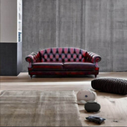 Chesterfield 3 Seater Antique Oxblood Red Leather Sofa Settee In 2 Cushion Victoria Style - thumbnail 3