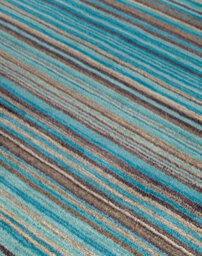 Handmade Easy To Clean Modern Striped Teal Wool Rug For Living Room & Bedroom-200Cm X 285Cm - thumbnail 2