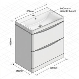 Bathroom City Zentro 800mm Vanity Unit With Basin Gloss White Floorstanding - Matching Ceramic Basin Included - Curved Handleless Design - thumbnail 5