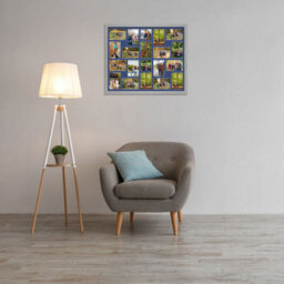 AK Frames 80X70Cm Light Grey Modern Multi Photo Frame With Blue Mount - Holds 20 Apertures (18X) 6X4, (2X) 4X4 Photos - thumbnail 3
