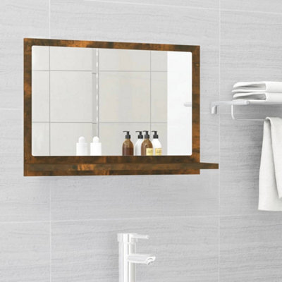 Berkfield Bathroom Mirror Smoked Oak 60X10.5X37 Cm Engineered Wood - image 1