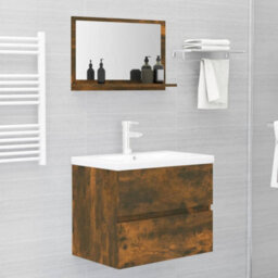 Berkfield Bathroom Mirror Smoked Oak 60X10.5X37 Cm Engineered Wood - thumbnail 5