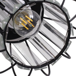 Thehotsale Black Metal Crystal Lantern Shape 1-Light Pendant Light 7.48In Dia X 7.08In H - thumbnail 7