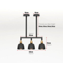 Ledsone Industrial 3 Way Pendant Light E27 Pipe Chandelier For Dining Room, Kitchen, Cafe With Bulbs - thumbnail 5
