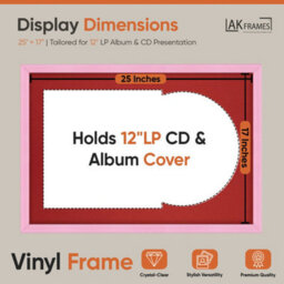 "AK Frames 25X17"" Pink Classic Vinyl Record Frame With Crimson Mount For 12 Inch Lp Cover & Disc - Overlapped Design" - thumbnail 2