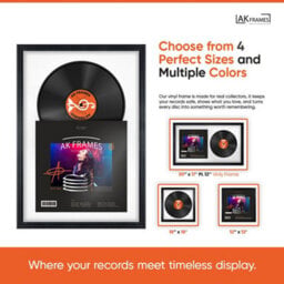 "AK Frames 25X17"" Pink Classic Vinyl Record Frame With Crimson Mount For 12 Inch Lp Cover & Disc - Overlapped Design" - thumbnail 4