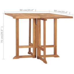 Vidaxl Folding Garden Dining Table 90X90X75 Cm Solid Teak Wood - thumbnail 7