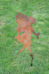 Poppy Forge Large Fairy On Stake - Garden Ornament - Solid Steel - L28 X W21.6 X H40.6 Cm - Bare Metal/ready To Rust