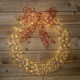 Samuel Alexander 70Cm Light Up Christmas Wreath With 750 Warm White Leds, Timer & Red Bow - thumbnail 3