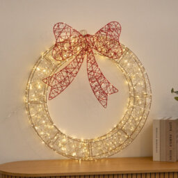 Samuel Alexander 70Cm Light Up Christmas Wreath With 750 Warm White Leds, Timer & Red Bow - thumbnail 5