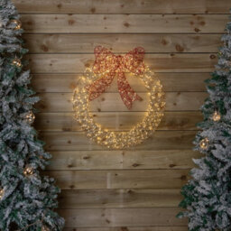 Samuel Alexander 70Cm Light Up Christmas Wreath With 750 Warm White Leds, Timer & Red Bow - thumbnail 4