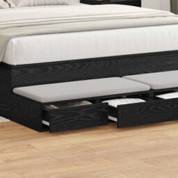 Berkfield Modern Bed Drawers Black 140X36.5X16.5 Cm Built From Engineered Wood - thumbnail 2