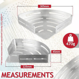 Spares2Go Luxury Shower Corner Shelf Storage Rack Bathroom Kitchen Bedroom Caddy Organiser (Brushed Silver, Pack Of 2) - thumbnail 3
