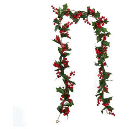 1.75M Artificial Christmas Tree Garland, Christmas Berry Holly Garland, Indoor Outdoor Green Christmas Decorations - thumbnail 1